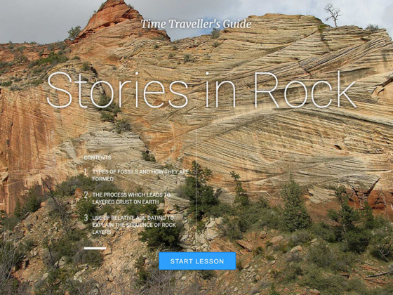 Opening screen for one of the courses, Stories in Rock